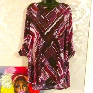 Avenue Boxy Purple Tunic with 3/4 Sleeves